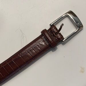 Polo by Ralph Lauren Brown Crocodile-Embossed Belt with Silver Buckle size 40